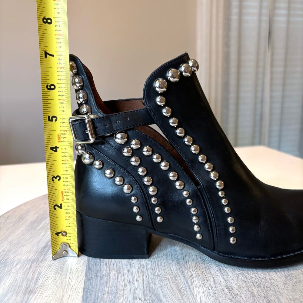 Jeffrey Campbell Rylance Black Leather Studded Ankle Booties Cut Out Size 8.5 - Picture 11 of 11